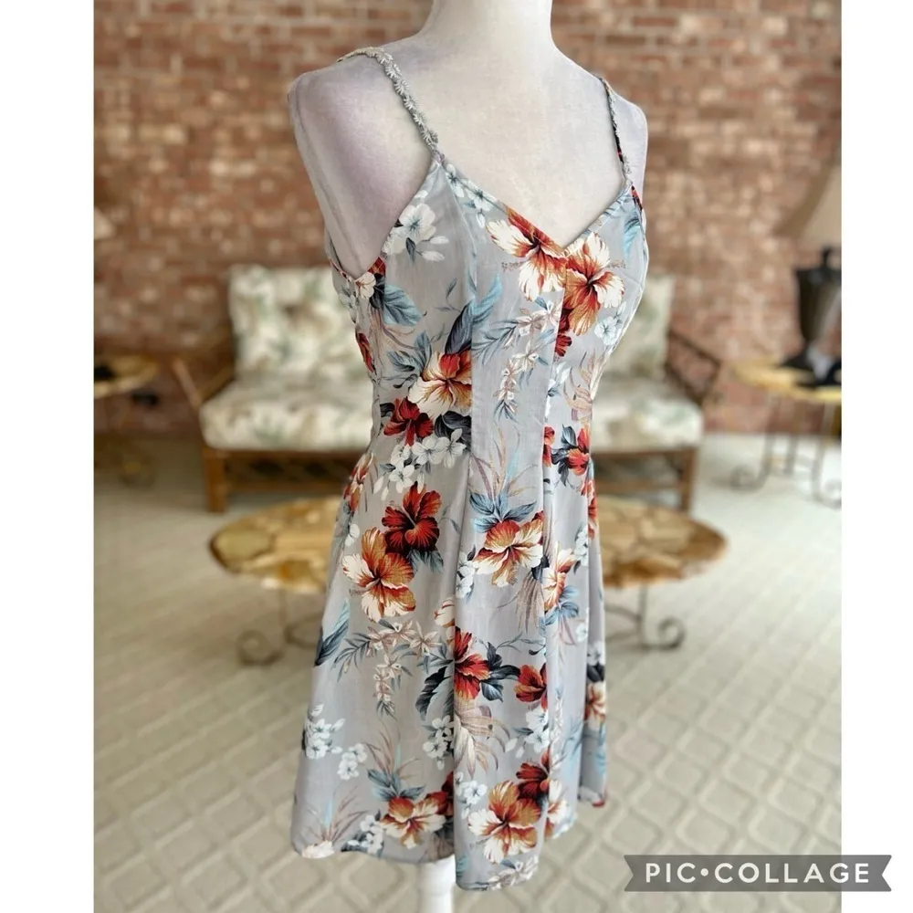 Soieblu Dress Mini Grey Floral Skater Sleeveless S Garden Sundress Party Chic - Image 12