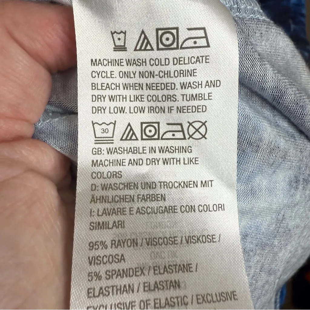 J Jason Wu Dresses A480664 Tie Dye Knit Ruffle Midi Dress Large Petite Blue - Image 11