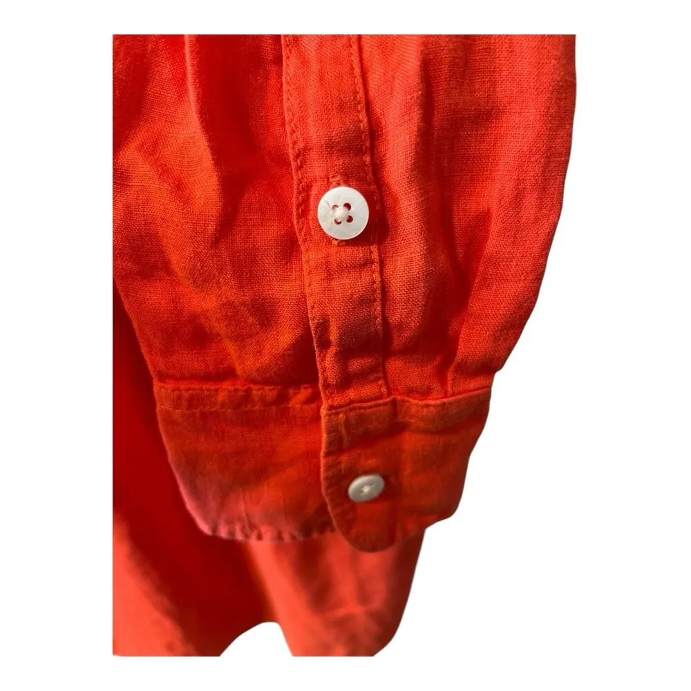 Faherty Laguna Linen Relaxed Shirt Poppy Red Coastal Beach Womens XS Oversized - Image 5
