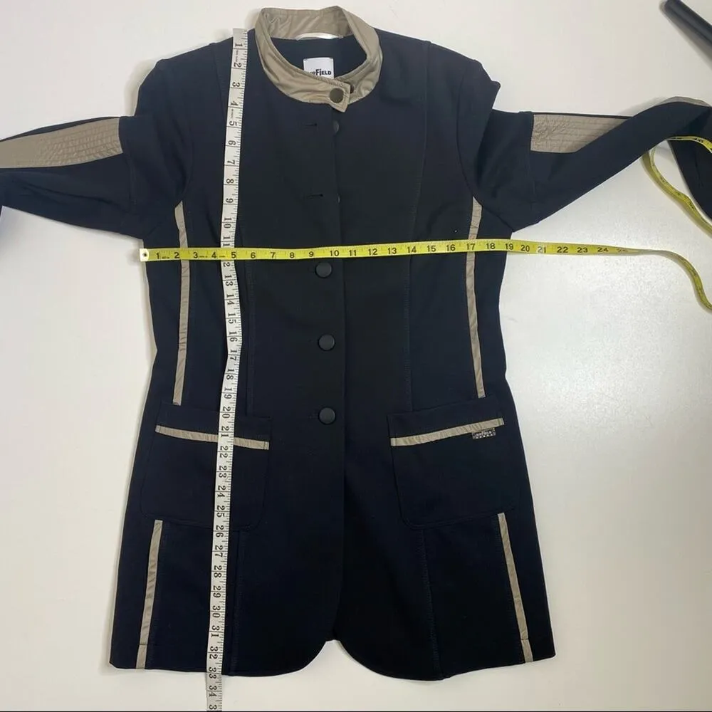 Airfield Button Down Long Sleeve Black Jacket Khaki Satin Trim M Size M - Image 4