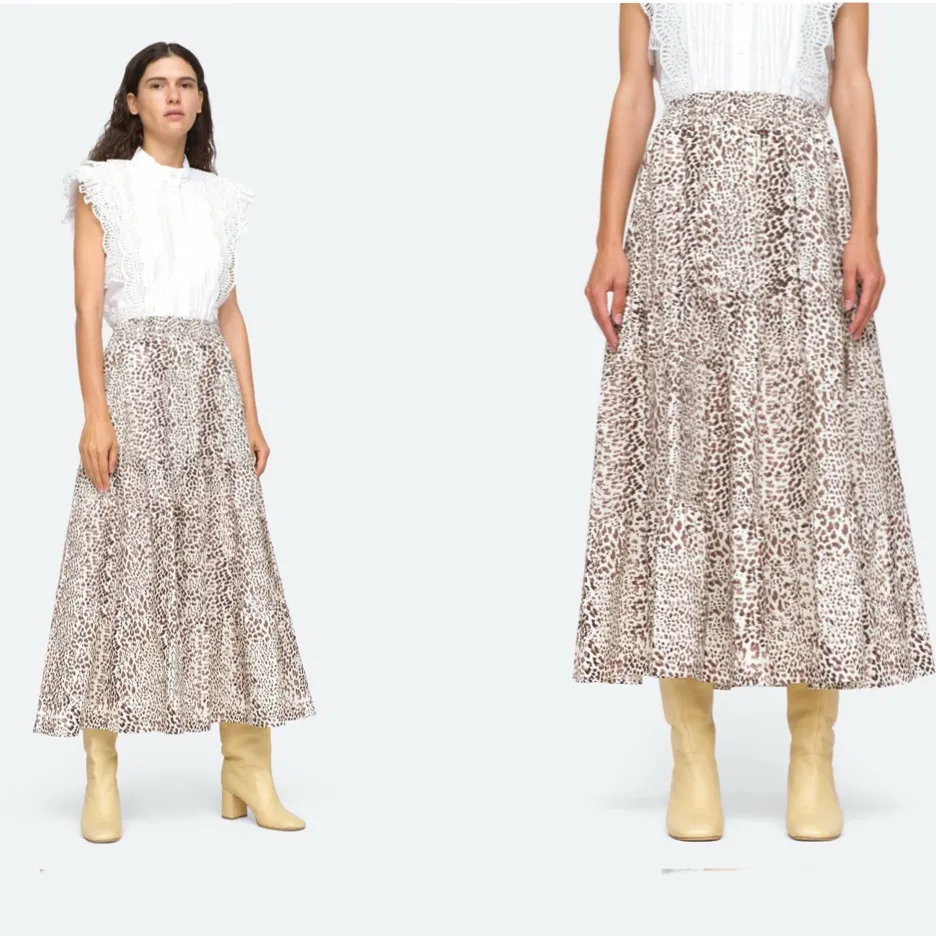 Sea New York Calla Cheetah Print Cotton Midi Skirt Size XL Brown - Image 5