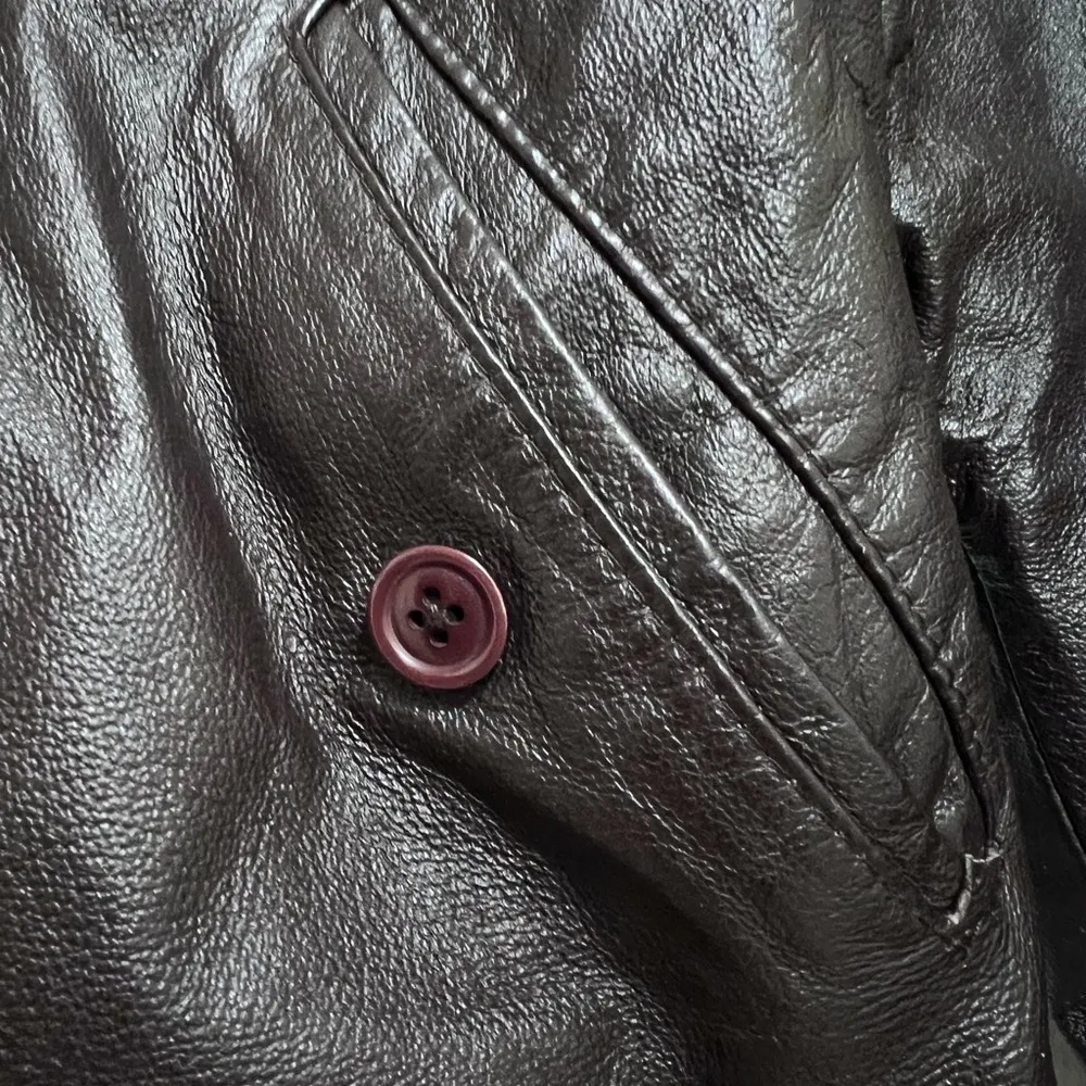 Vintage Santa Fe Leather Brown Full zip Bomber Jacket Lg Moto - Image 3