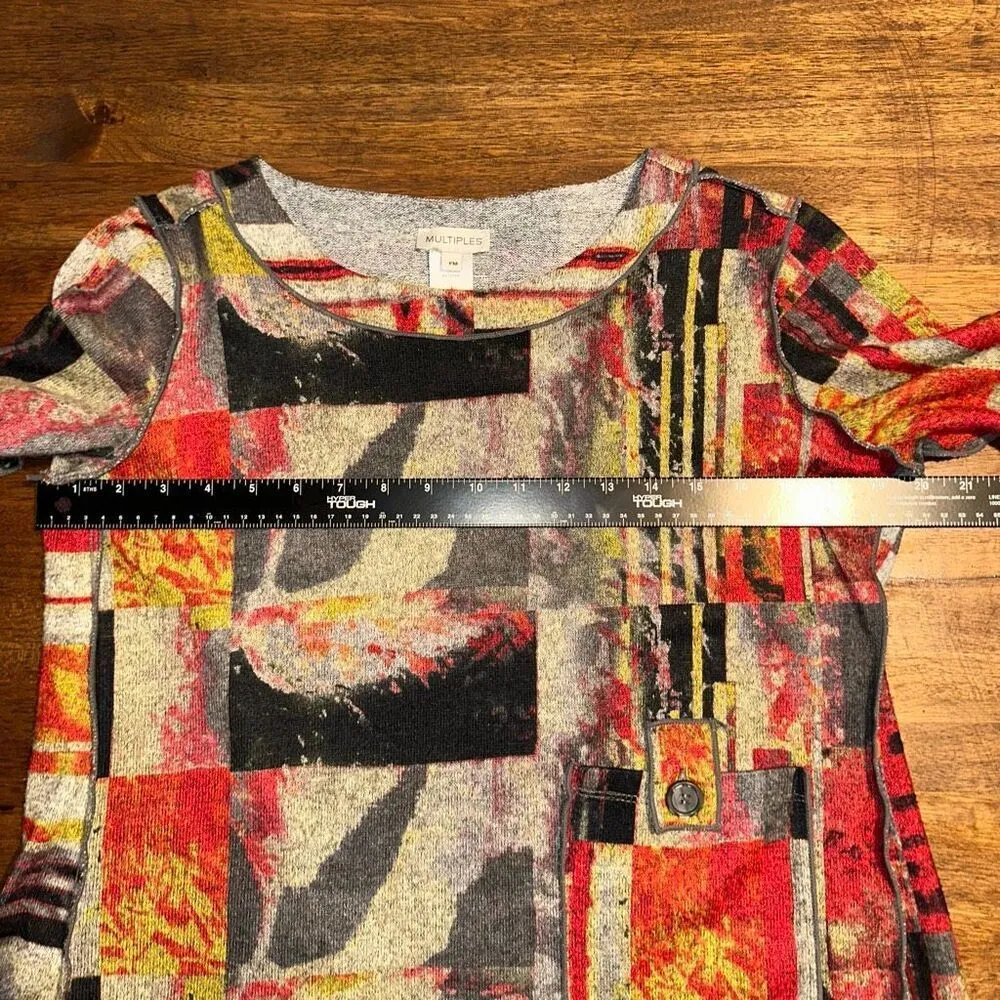 Multiples Multicolor Abstract Artsy Print Stretch Blouse - Image 4