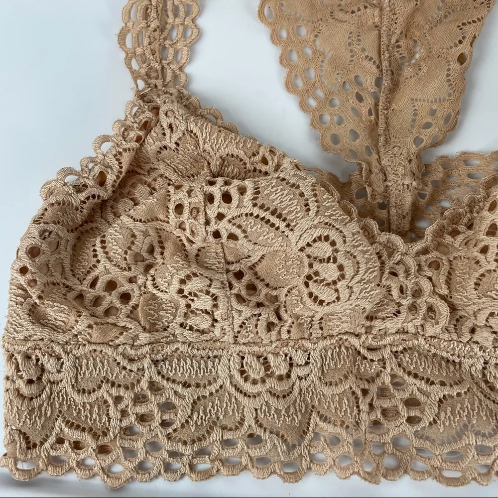 Aerie Tan Nude Lace Racerback Bralette Bra - Image 6