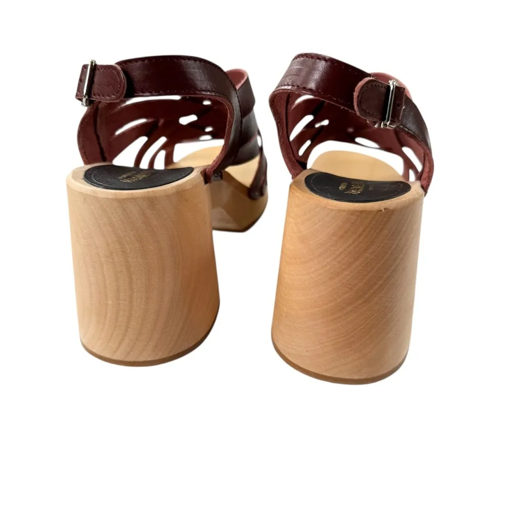 NEW Swedish Hasbeens Vivi Leather Clog Sandal Bordeaux size 40 or 10 Brown - Image 5