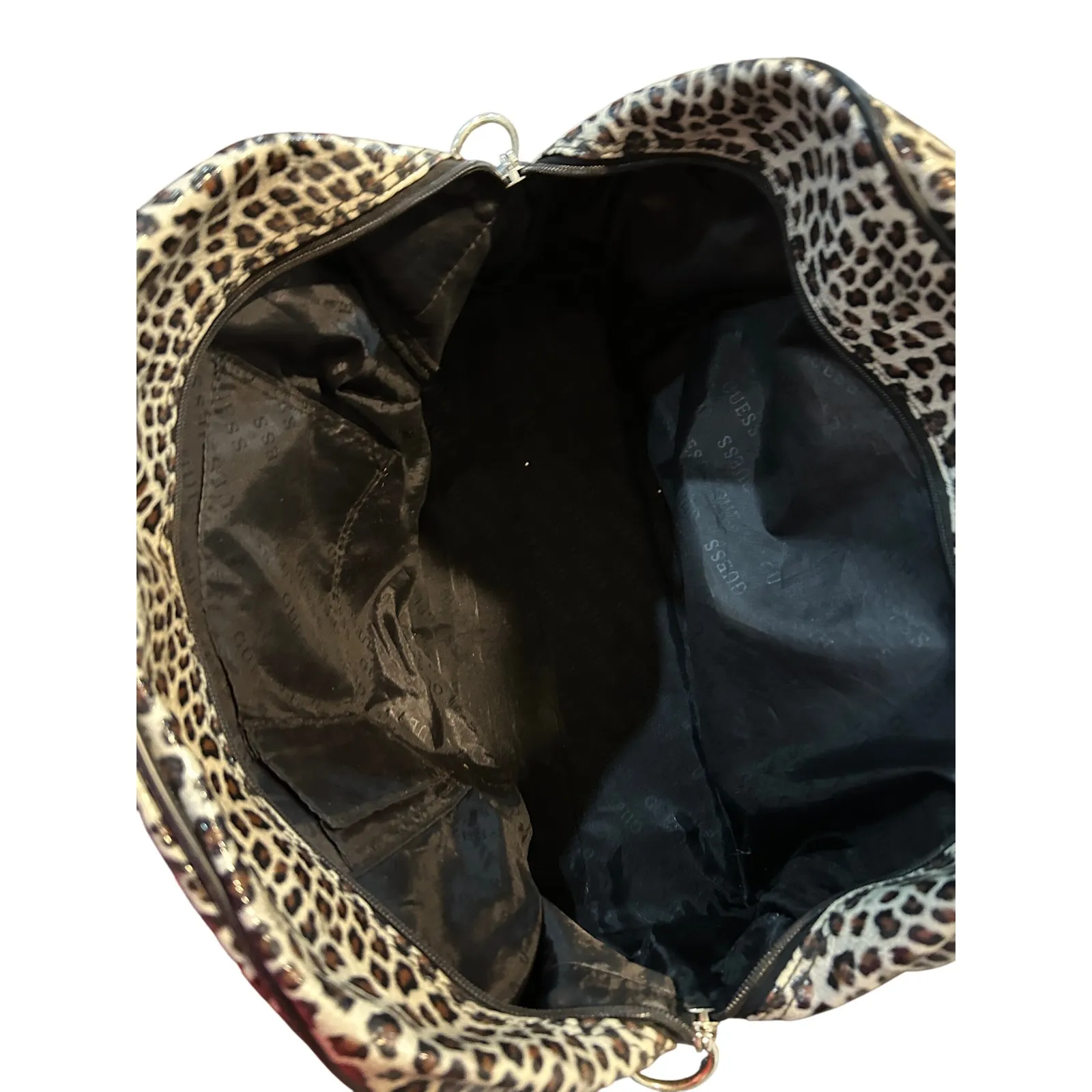 Guess Animal Print Bowler Bag Satchel Black White Purse‎ Handbag G Logo - Image 6