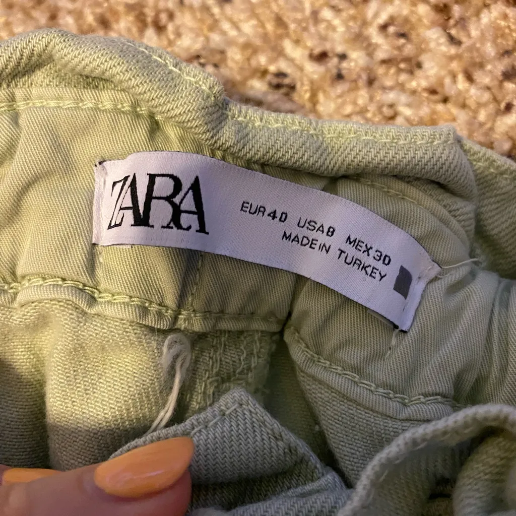 💜Zara Slouchy Paperbag Waist Mom Boyfriend Jeans in Green - Image 3