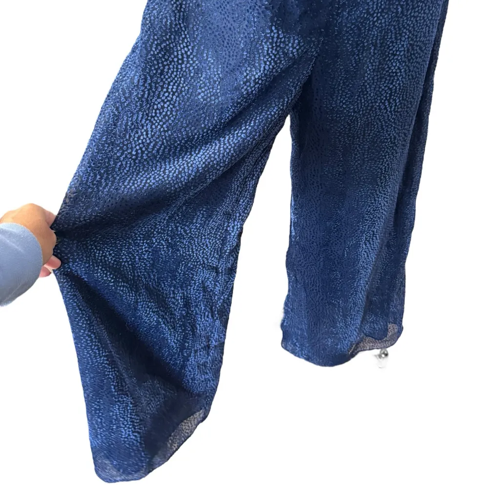 Elevenses Anthropologie Blue Velvet Polka Dot Halter Neck Jumpsuit Womens Size 2 - Image 11