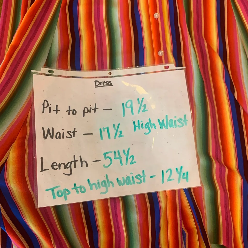 Philosophy Dress 14 Vibrant Rainbow Striped Maxi Button up 3/4 Sleeves Highwaist - Image 9