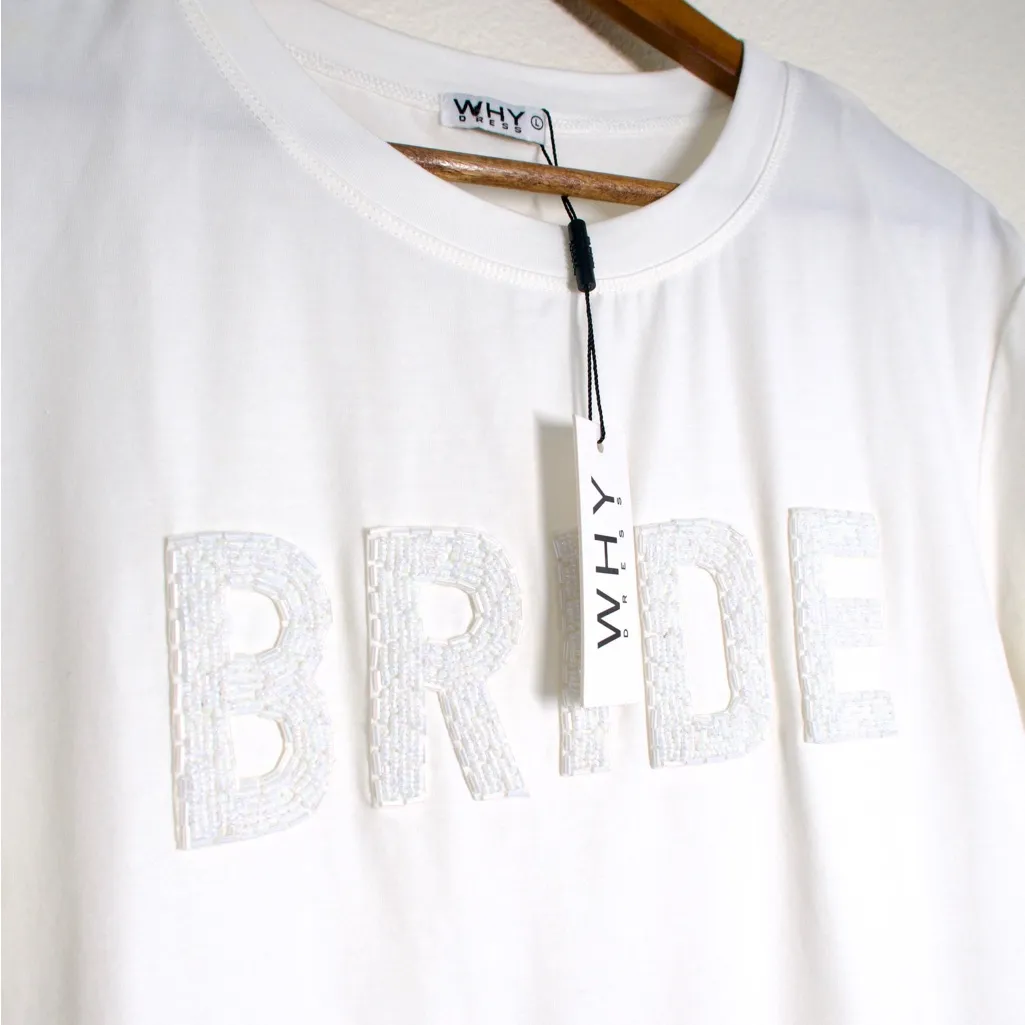 WHY White Bride Midi Dress Size L - Image 5