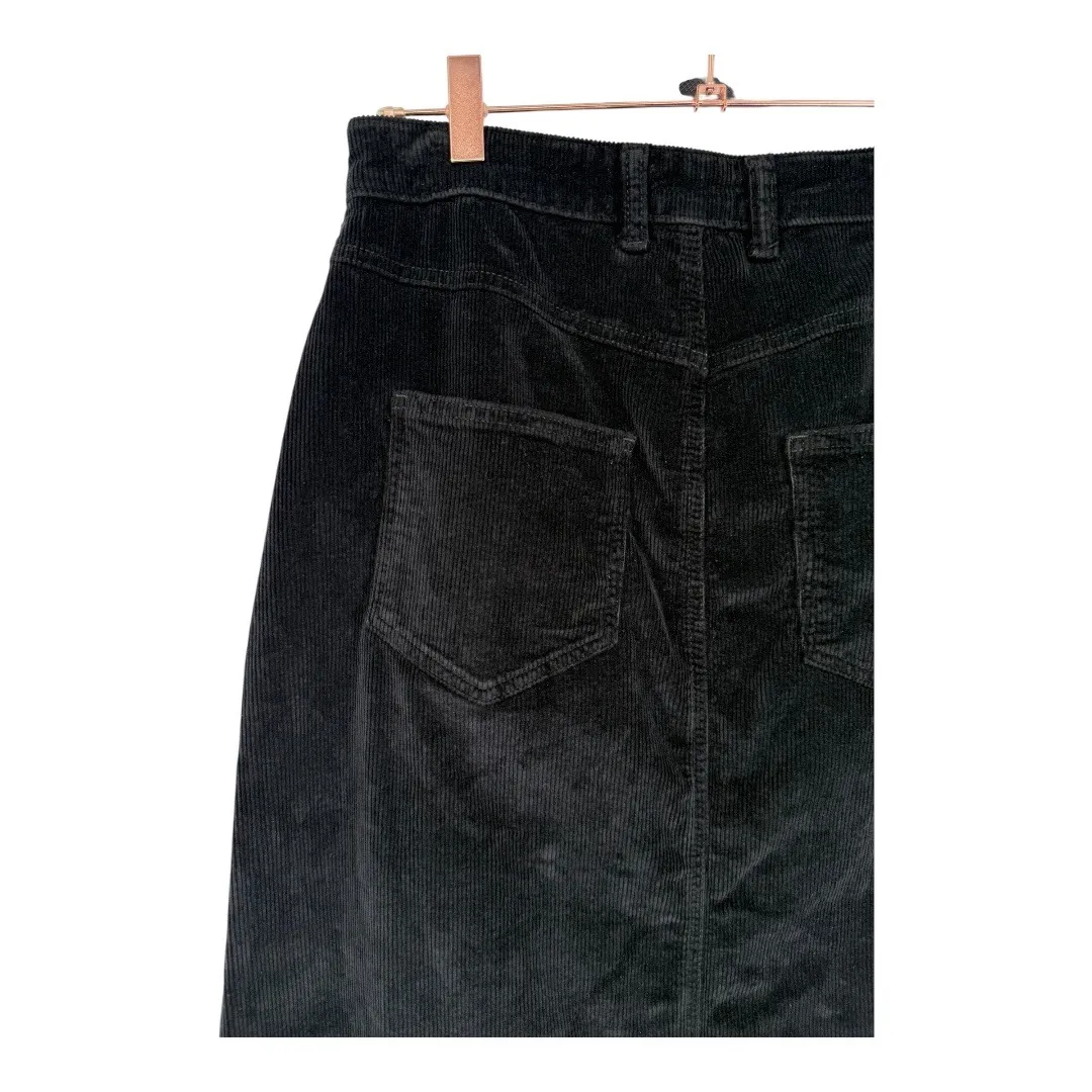 Anthropologie Pilcro Madi Front Slit Corduroy Maxi Skirt Black Sz 6 Boho Western - Image 9