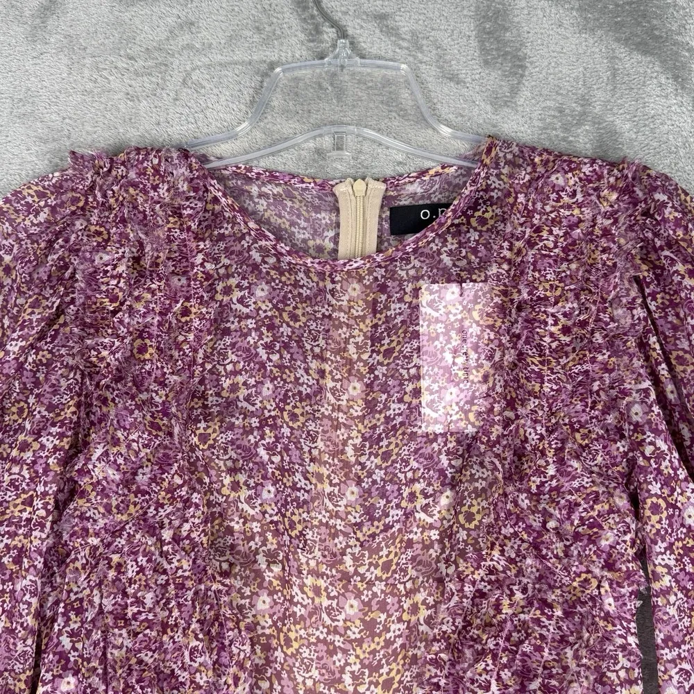 O.P.T. Dress Women Medium Purple Yellow Ditzy Floral Bessy Mini Boho Cottagecore - Image 5