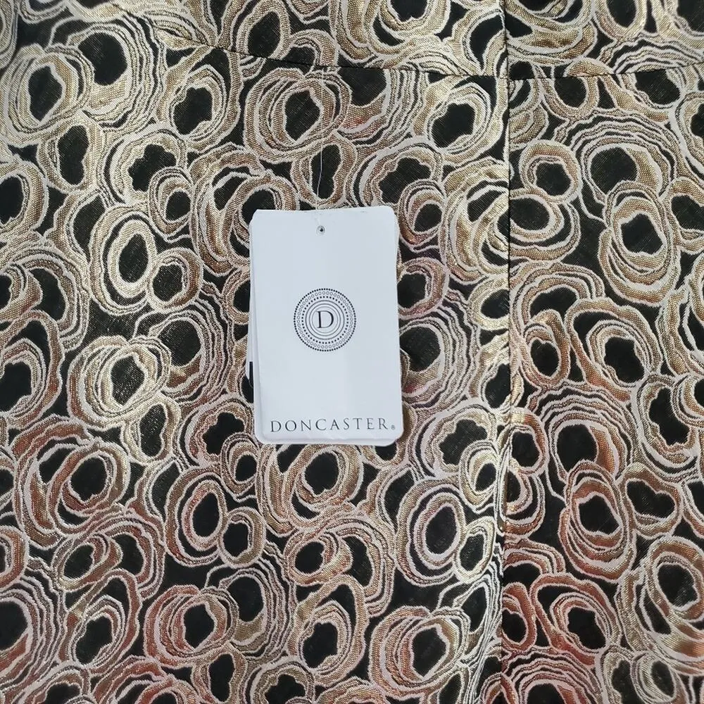 Doncaster Black & Gold Metallic Dressy Circle Skirt Size 8 NWT - Image 4