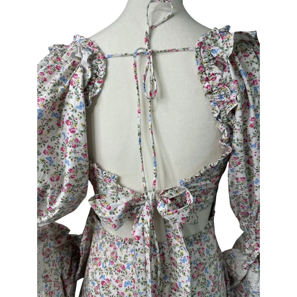 For Love & Lemons Lucca Mini Dress in Ivory X-Small New Womens Floral - Image 8