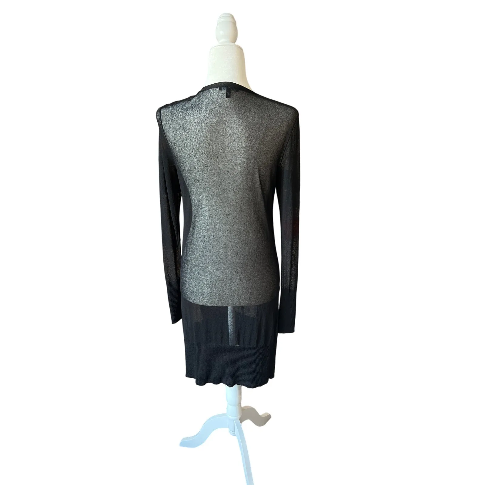 Eileen Fisher Sheer Black Duster Women's Size S Italian Yarn Minimalist Luxury - Image 3