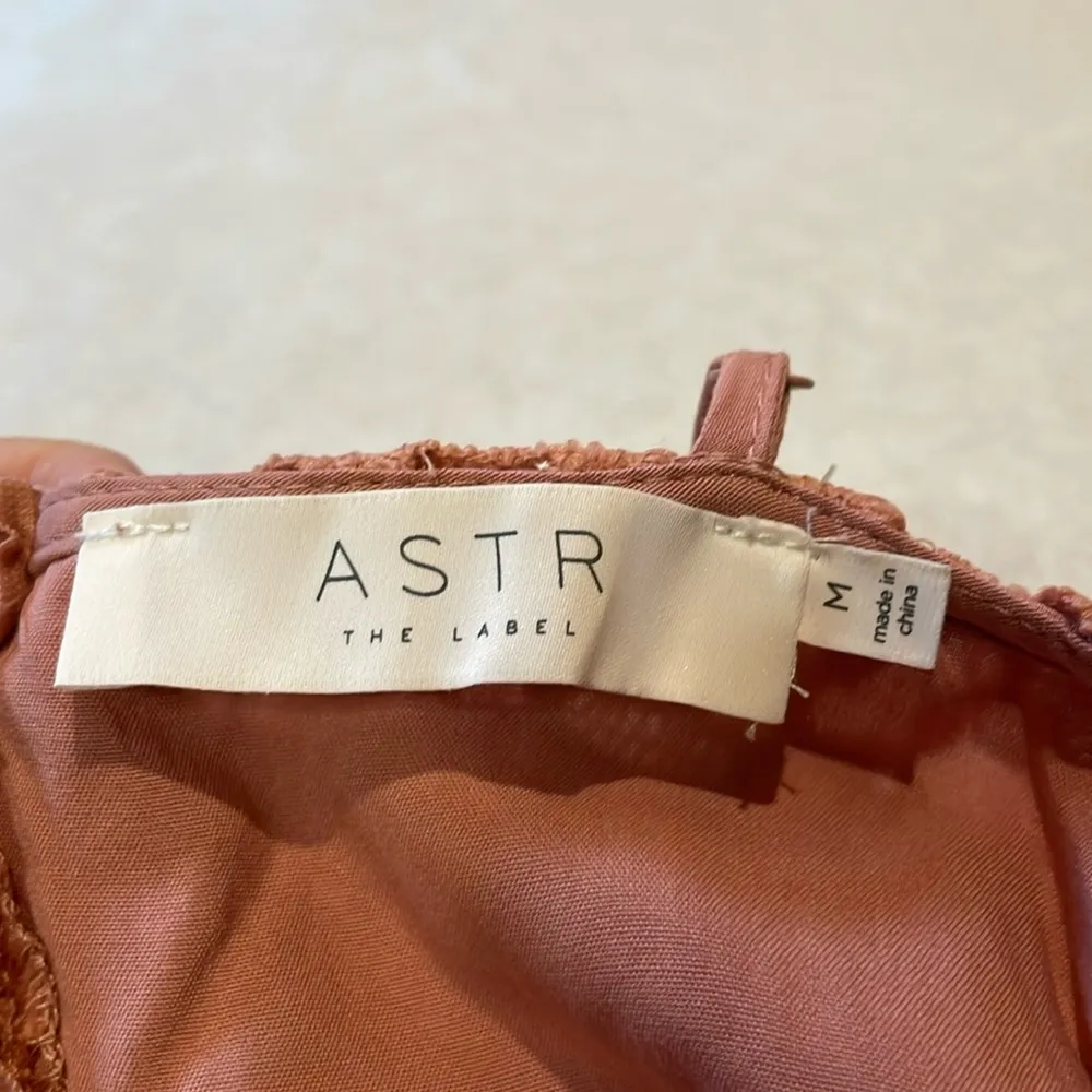 ASTR The Label- Blush Pink Eyelet Lace Crochet Style Mini Dress- Size Medium - Image 3