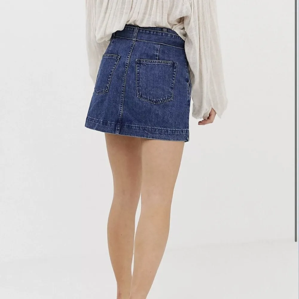 Free People Jade Belted Denim Skirt - Image 2