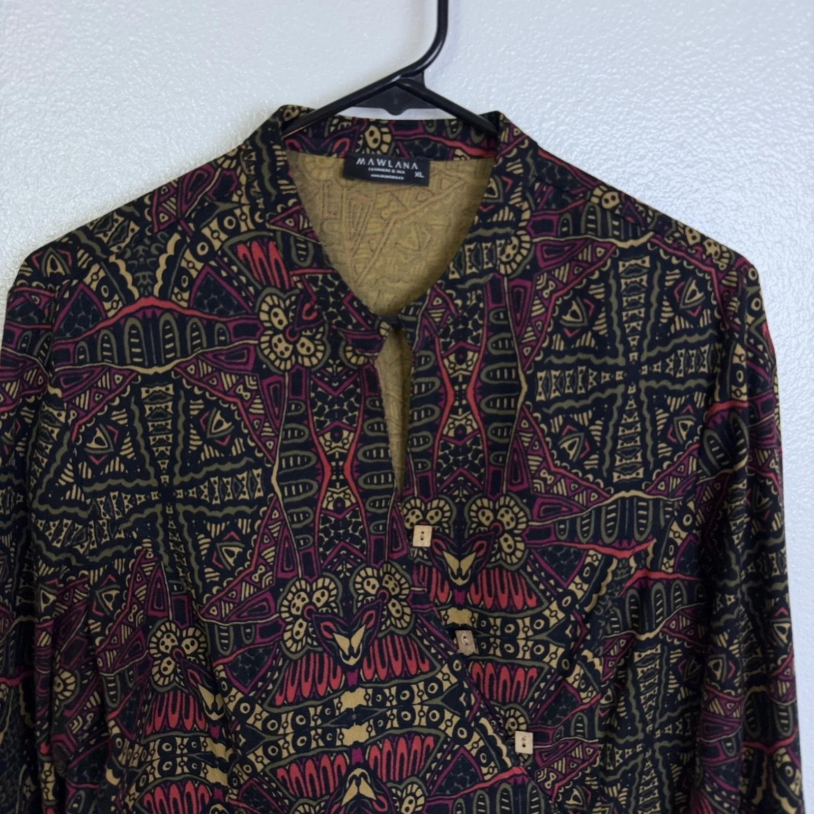 Los Banditos Jacket Womens Size XL Red Pattern Asymmetrical Asian Floral Mawlana - Image 2
