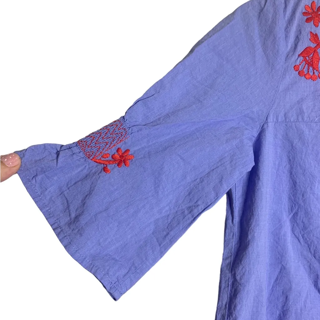 Madewell Embroidered Breeze Dress Womens Xs‎ Blue CP0510 - Image 5