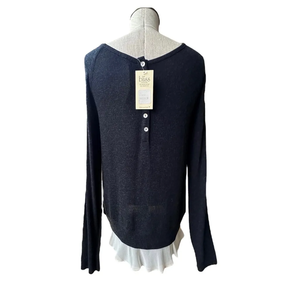 Bailey 44 Visconti Gray Black Peplum Button Down Sweater Small/Medium NWT - Image 2