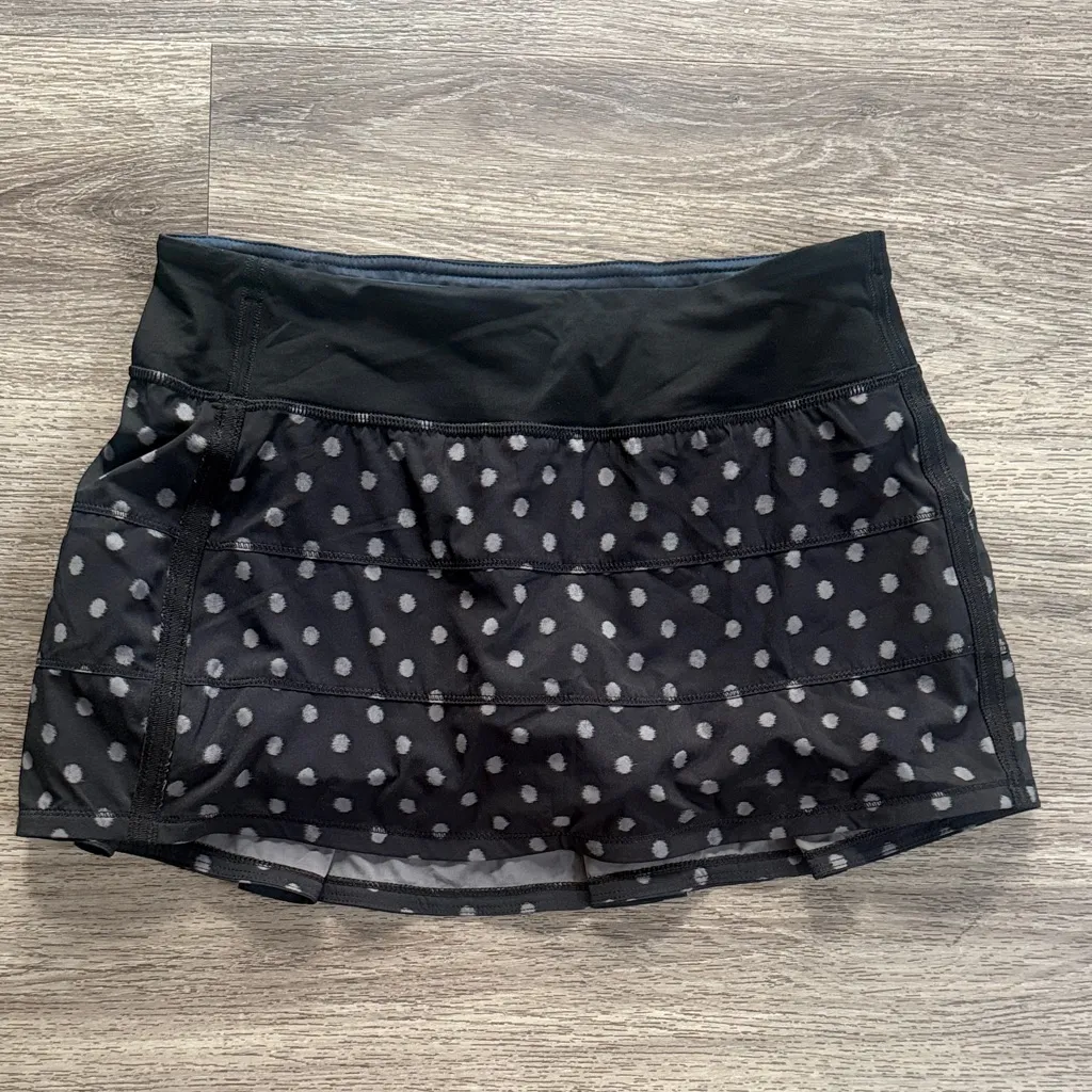 lululemon athletica Black Polka Dot Rival Skort Size 6 M - Image 3