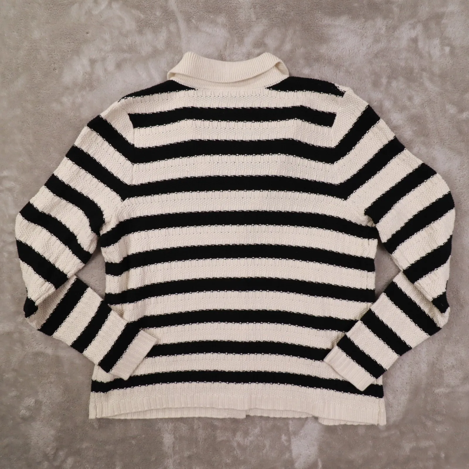 J.Jill Wearever Collection Ivory Black Striped Button Cardigan Womens Medium NWT - Image 3