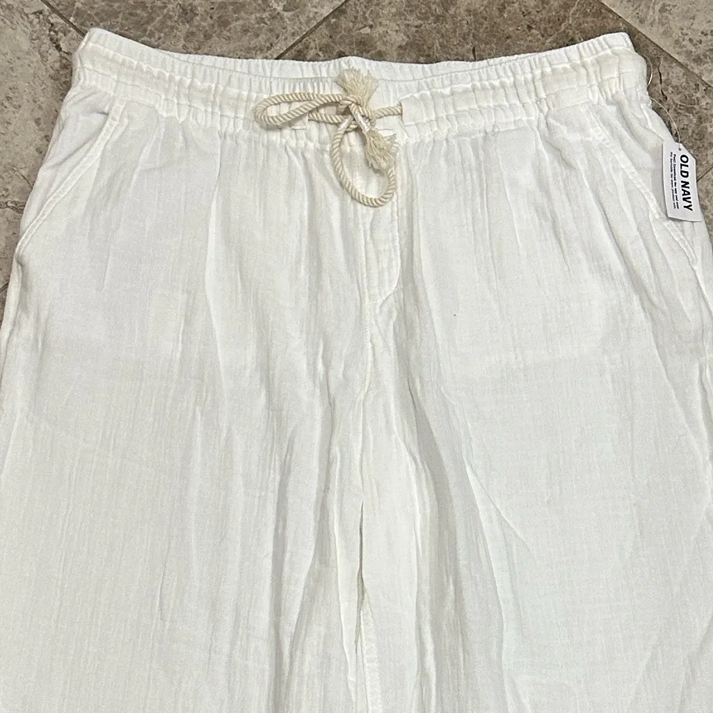 Old Navy High Waisted Textured Soft Pants White NEW Wide Leg Large 875661 - Image 3