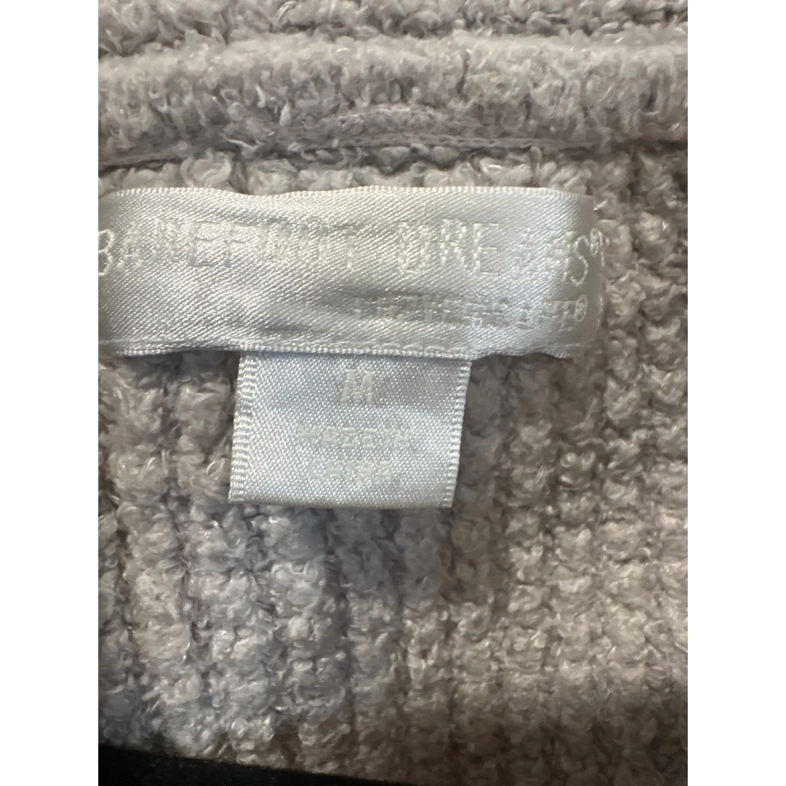 Barefoot Dreams CozyChic Lite Knit Cardigan Waffle Knit gray Collar Beige M - Image 5