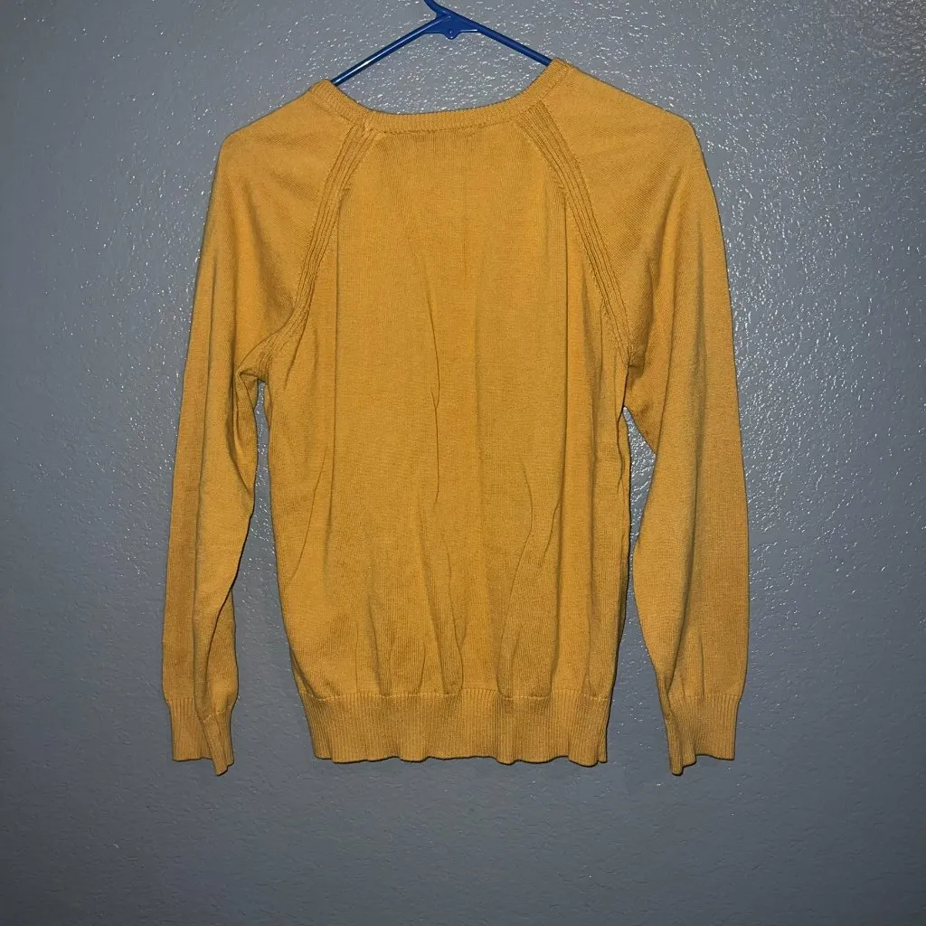 Mustard Yellow Pull Over Crew Neck Sweater Size Medium - Image 2