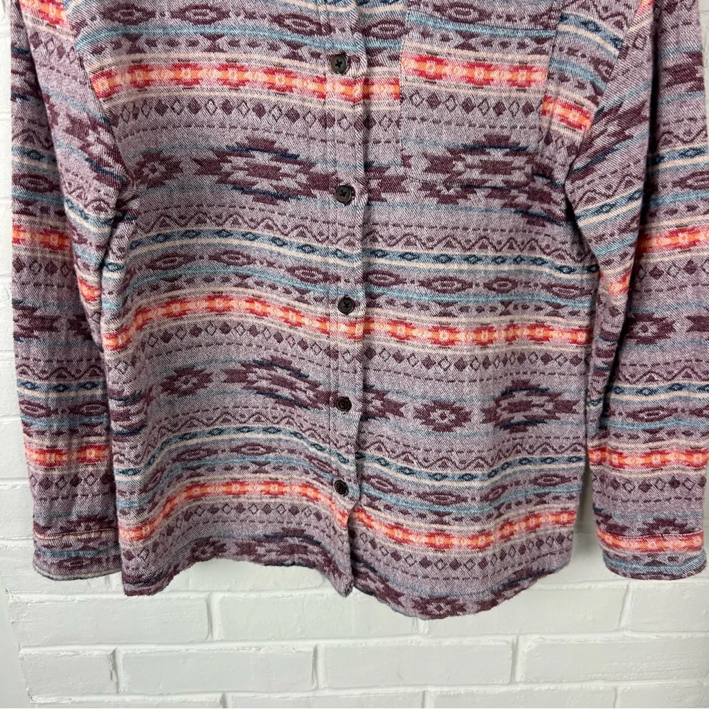 Mountain + Isles Boho Western Thick Knit Button Down Shirt / Shacket Size XS Orange - Image 3