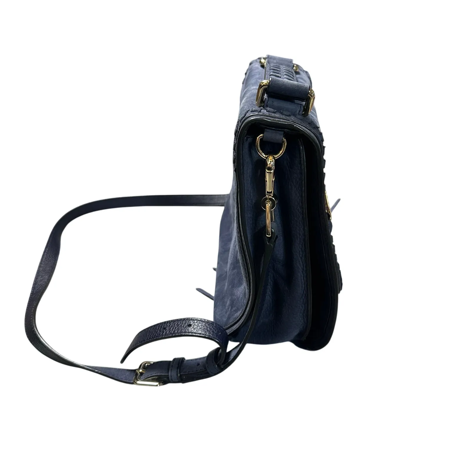 Rebecca Minkoff Navy Blue Leather Suede Saddle Bag - Image 4