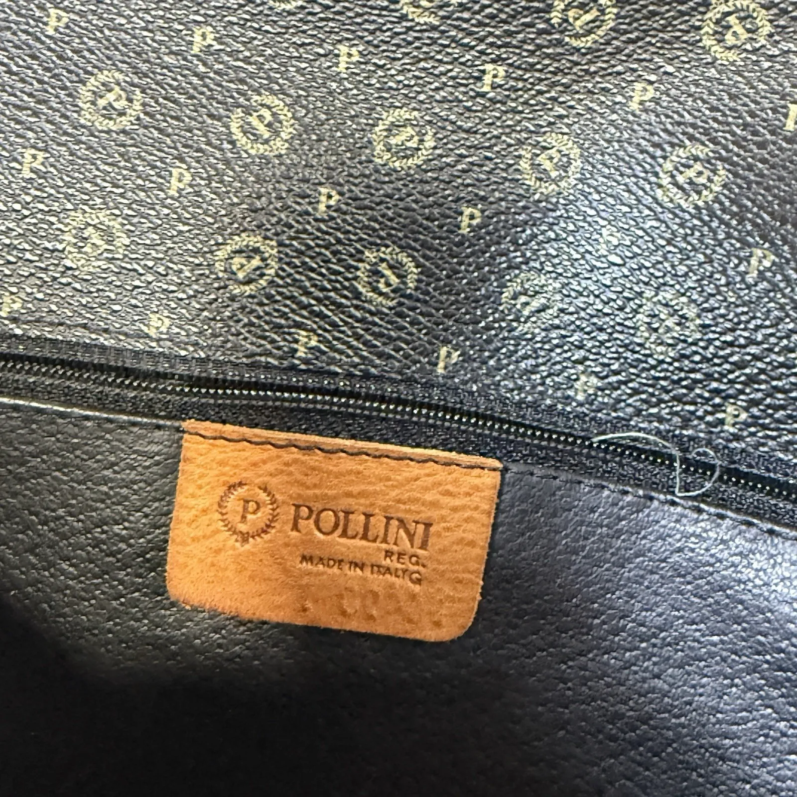 Vintage Pollini Monogram Leather Stylish Designer Satchel Briefcase‎ Bag Italian - Image 6