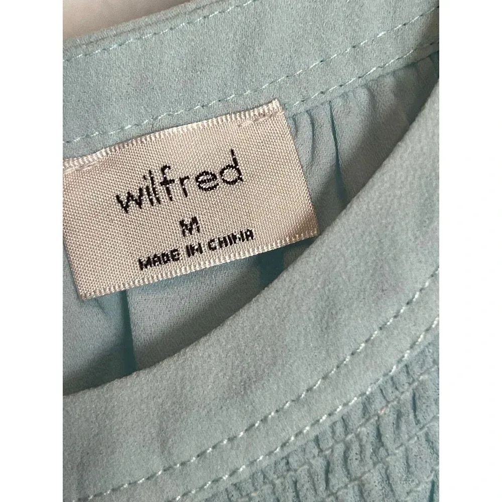 Aritzia Wilfred halter dress open back button neck M Light blue - Image 4