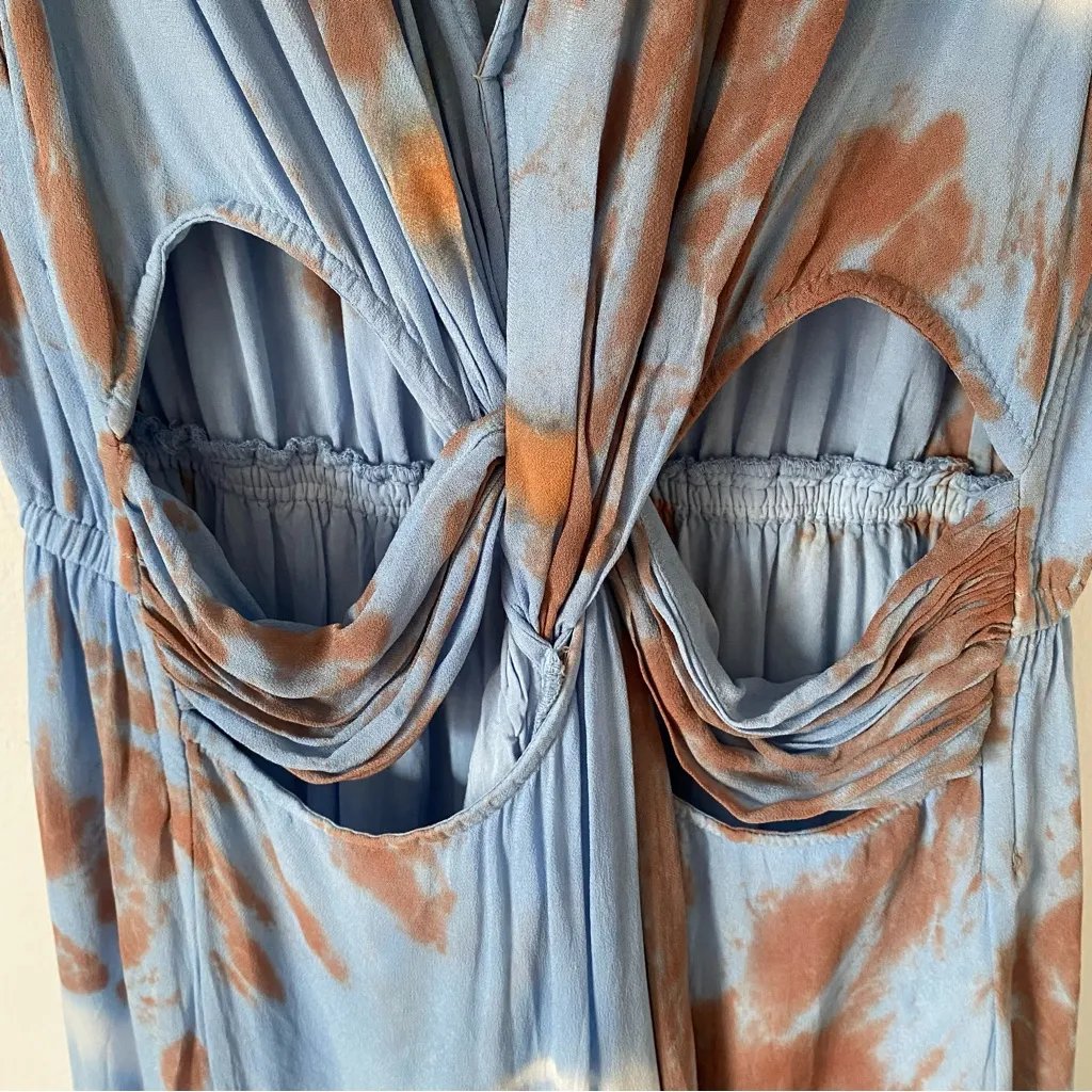 Young Fabulous Broke Amalia Cut Out Blue Tie Dye Maxi Dress size small - Image 7