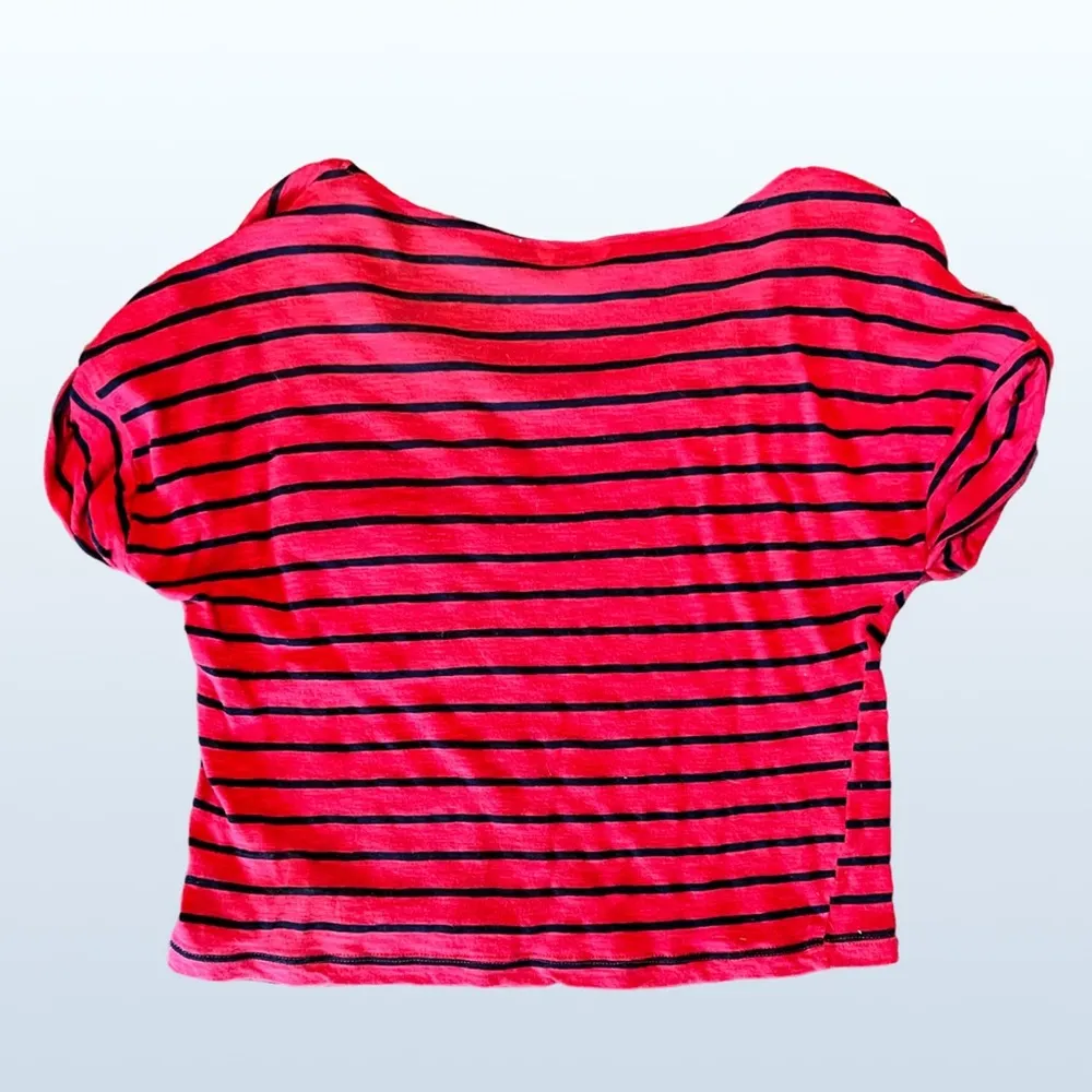 Red and Blue Striped Crop Top, Size Small - Image 4