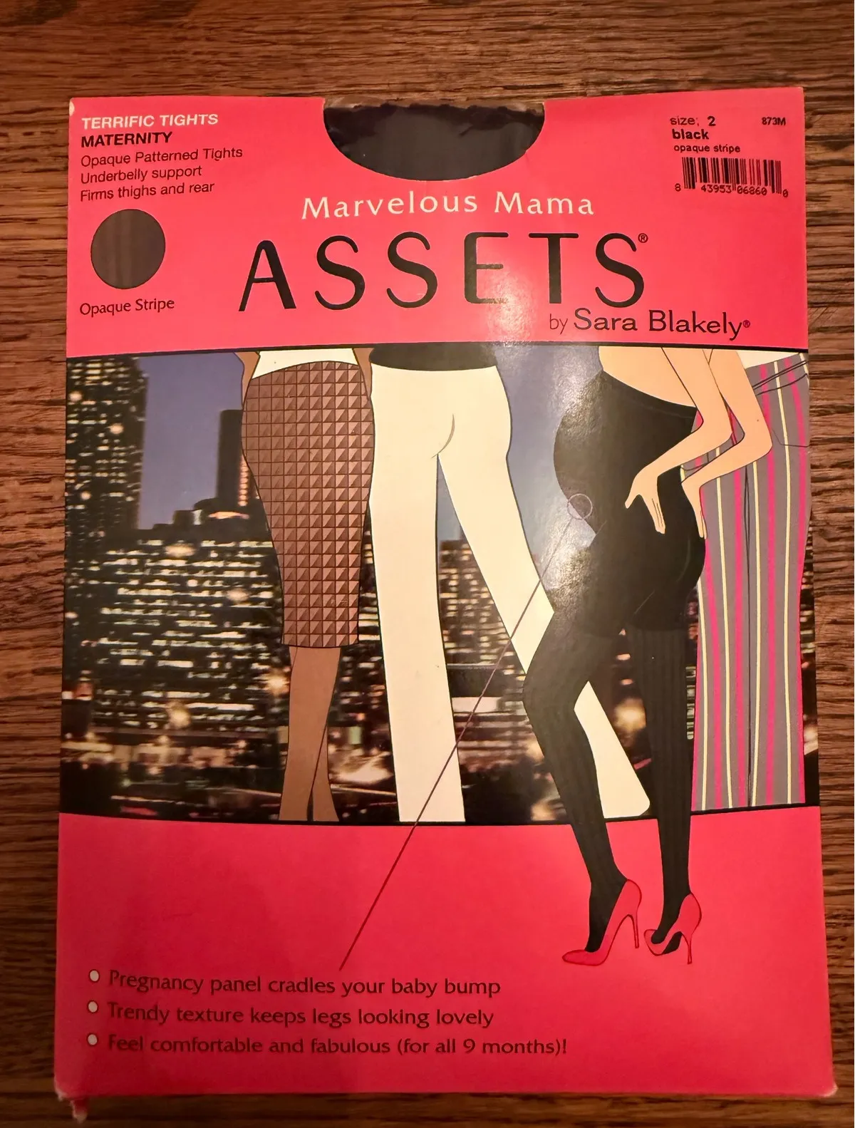 Assets by Sara Blakely Marvelous Mama Maternity Opaque Patterned Tights Size2 Black Size 2 - Image 1