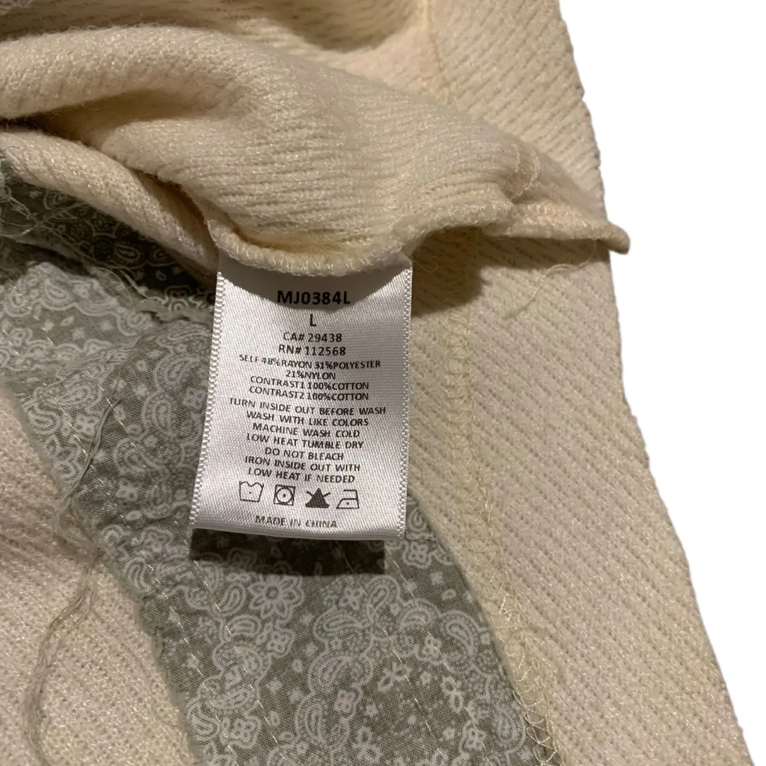 ​Miss Me Mixed Media Shacket Waffle Knit Plaid Paisley Boho Western Large - Image 6