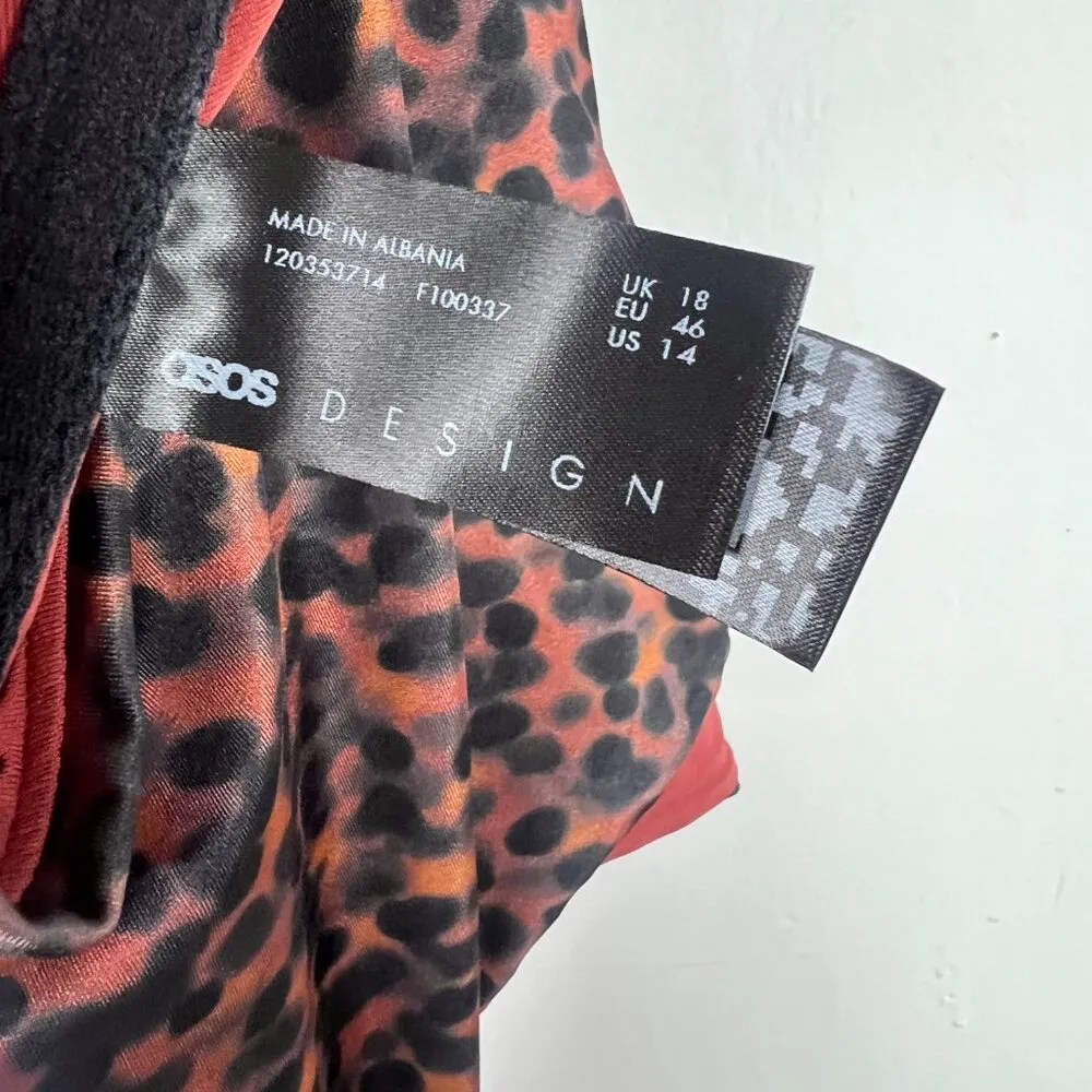 NWOT ASOS Design Leopard Print Cutout Asymmetric One Piece Swimsuit Size 14 NEW - Image 6