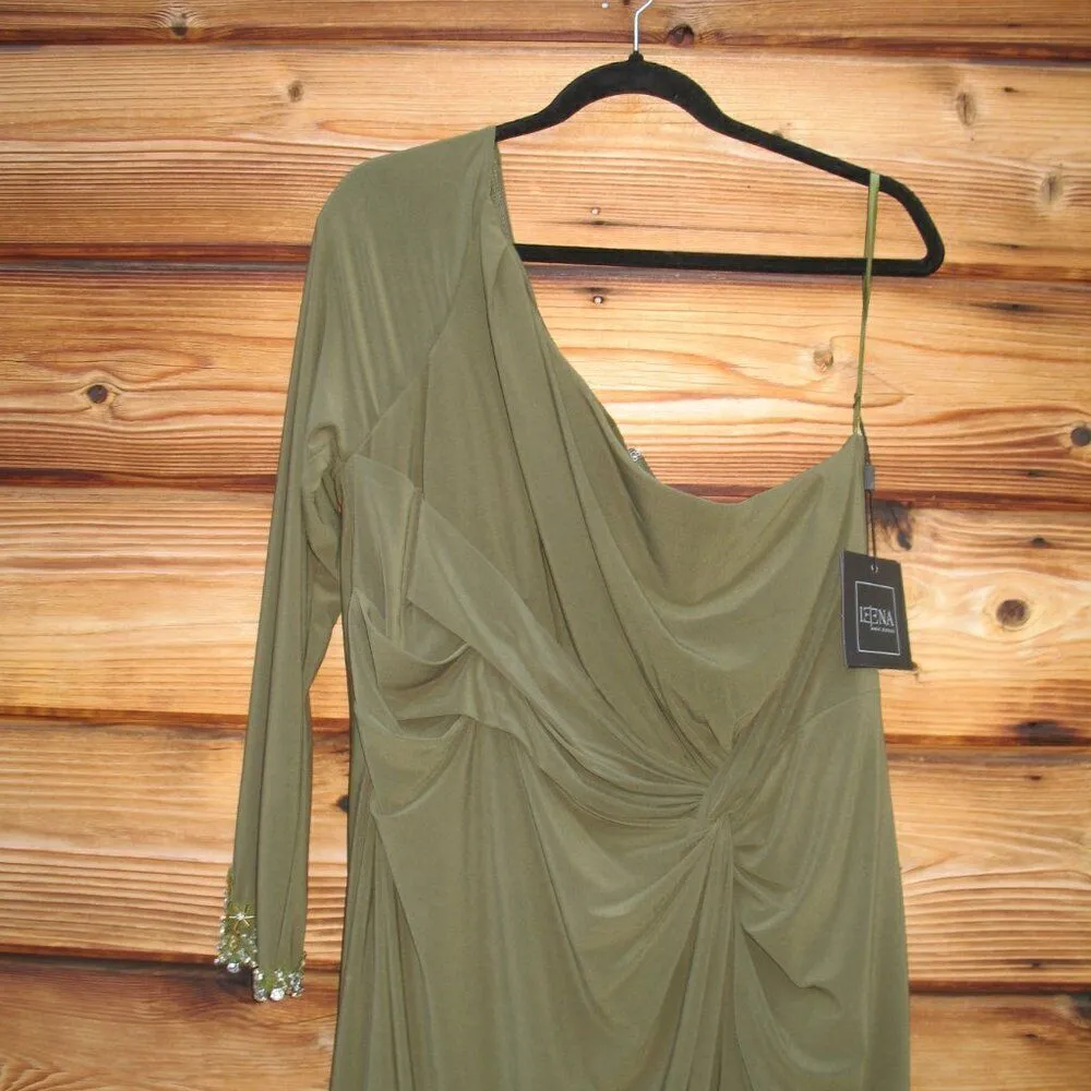 Mac Duggal 55696 Womens Olive ONE SLEEVE BEADED CUFF SIDE TWIST GOWN - Image 8