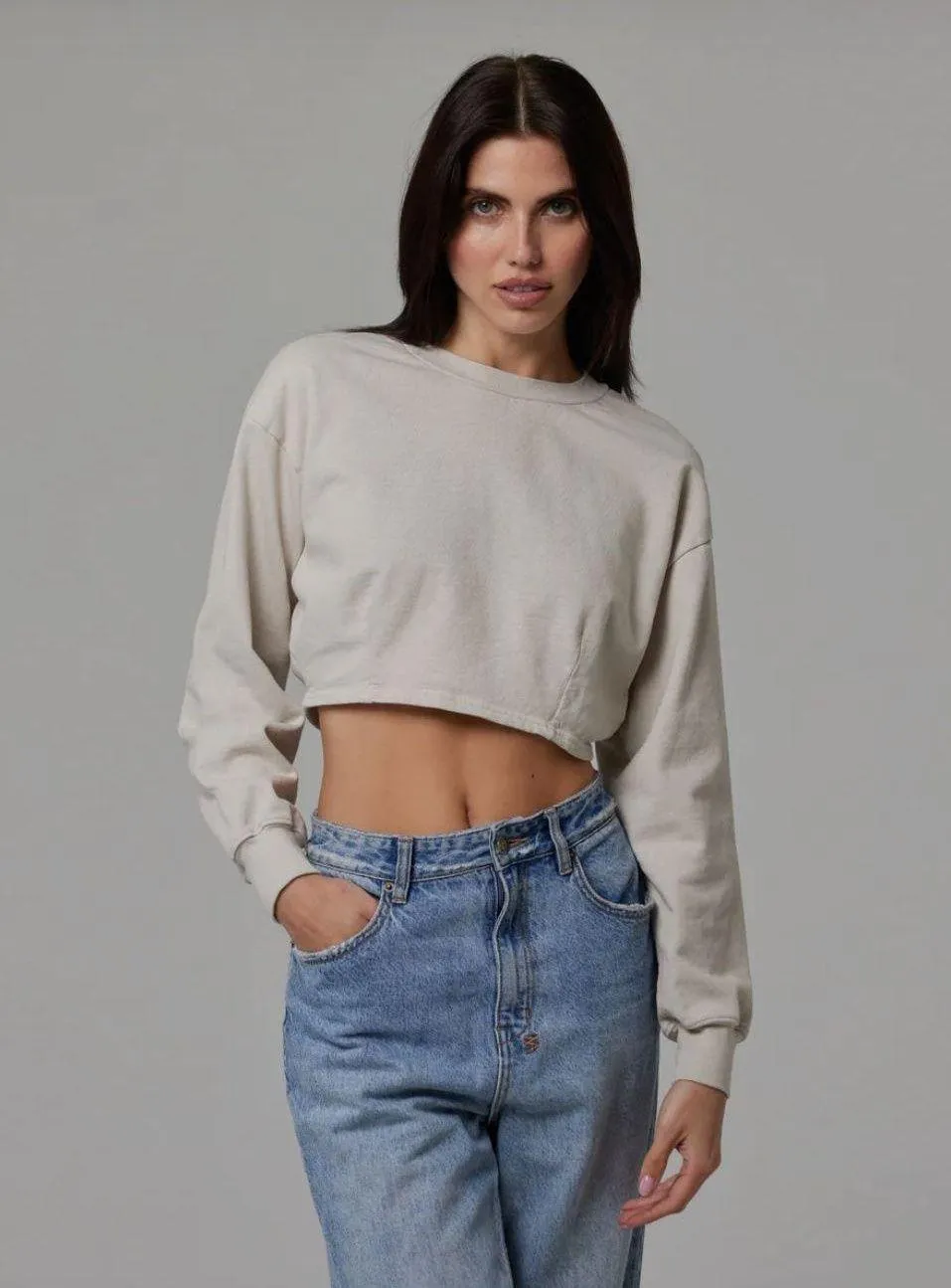 Cropped Dart Light Weight Crewneck Long Sleeve - Image 6