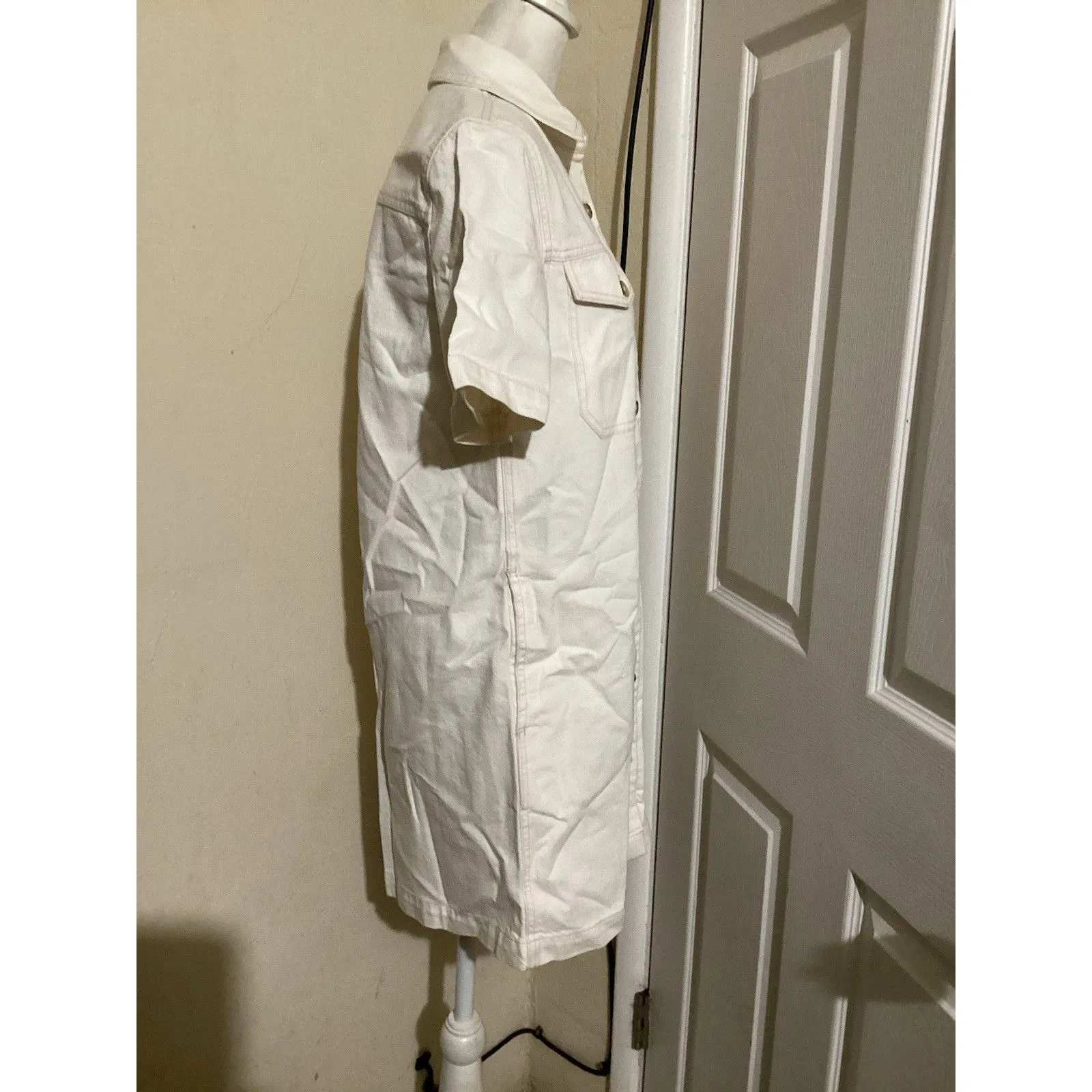 Madewell Dress Womens XS Denim Shirt Dress Button Front Short Sleeve Pockets - Image 4