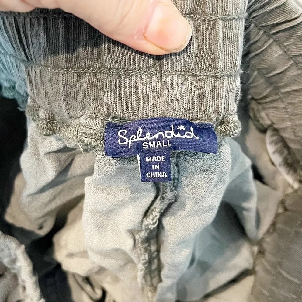 Splendid High Rise Lakeside Camo Joggers Green Small - Image 3