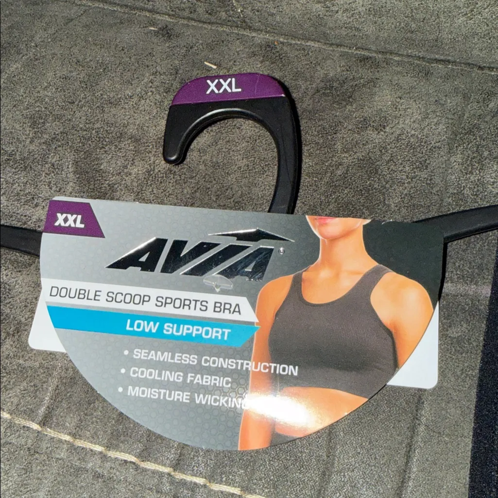 Avia Women's Black Double Scoop with Low Support Sports Bra XXL - Image 2