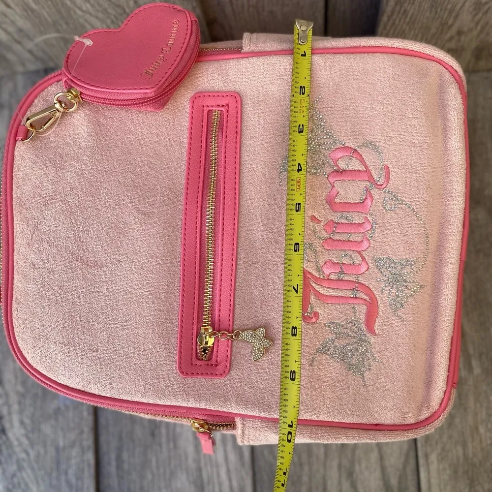 Juicy Couture Pink Backpack and Wallet Set Rhinestone Butterfly Embroidered Logo - Image 6