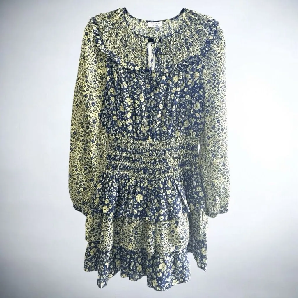 Anthropologie Current Air Floral Ruffled Tiered Bobo Mini Dress Size S - Image 3