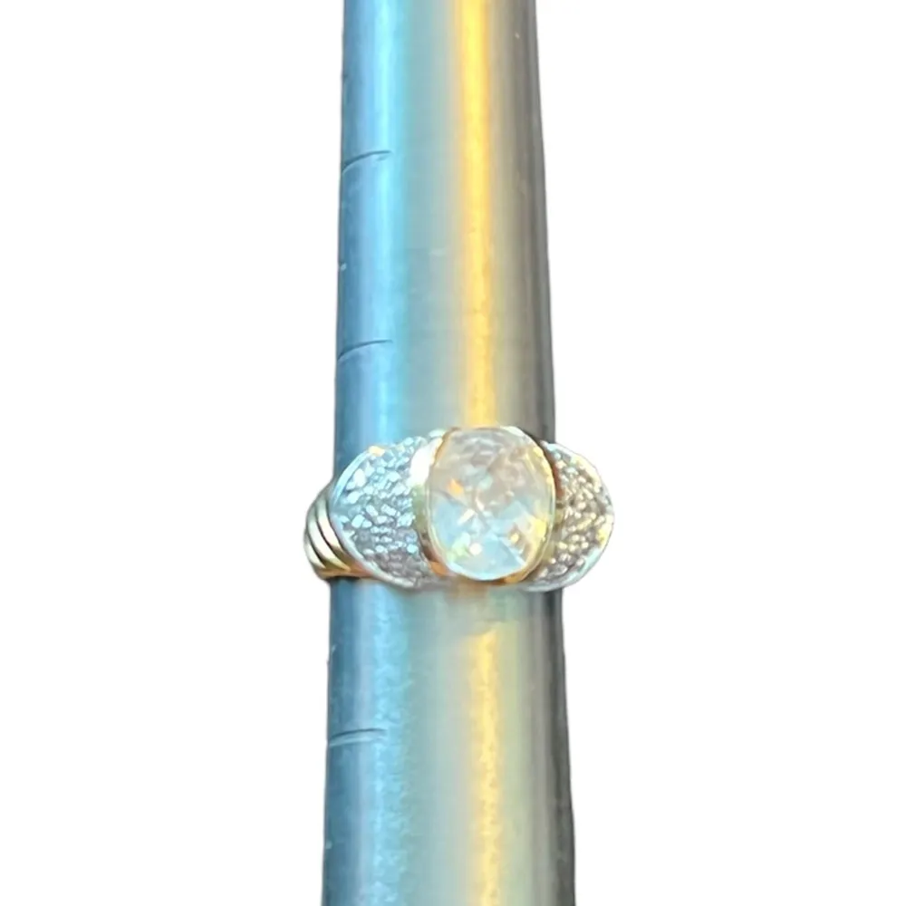 Fancy Golden CZ Cubic Zirconia Statement Cocktail Ring Size 7 - Image 3