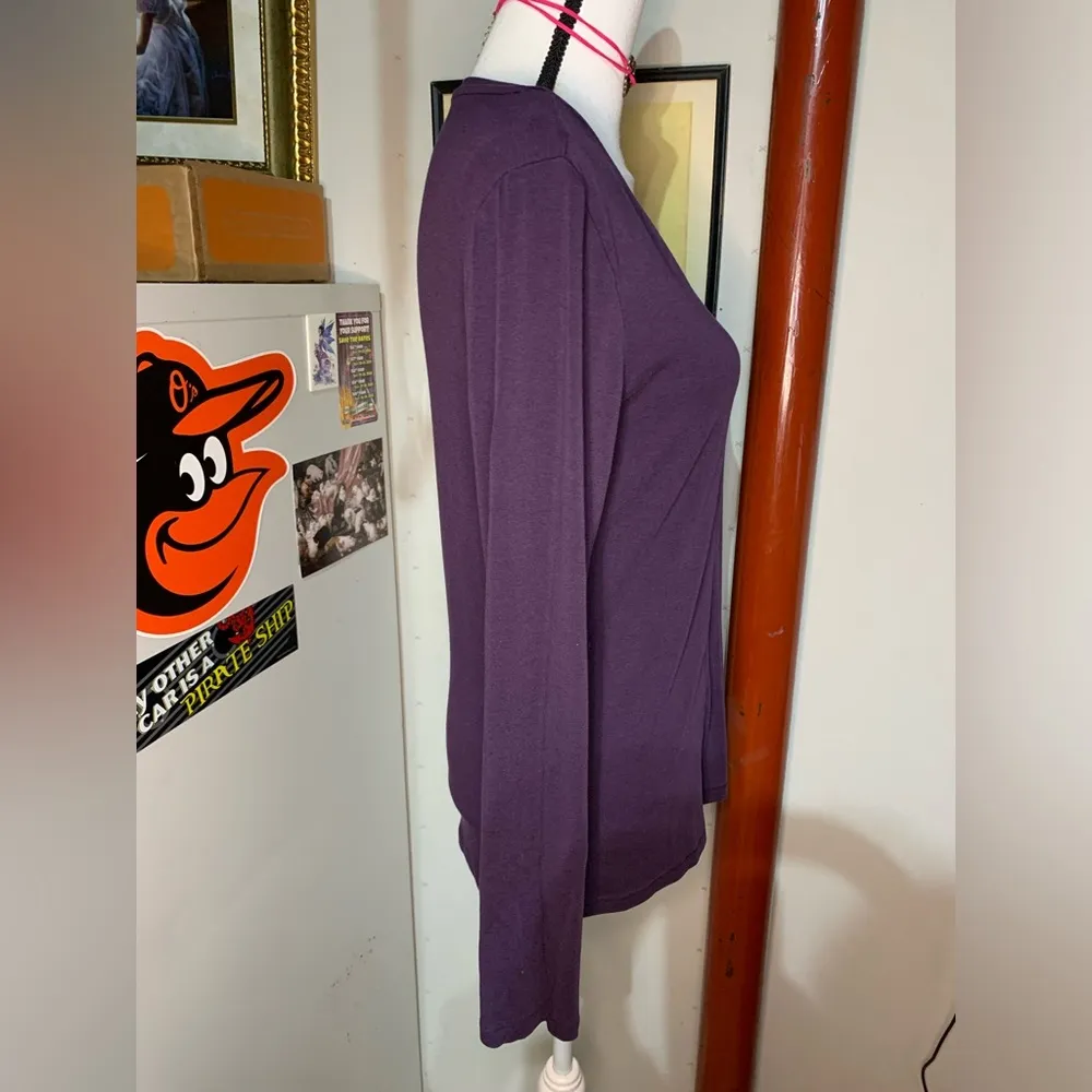 Members Mark  Purple V Neck Shirt - Image 4