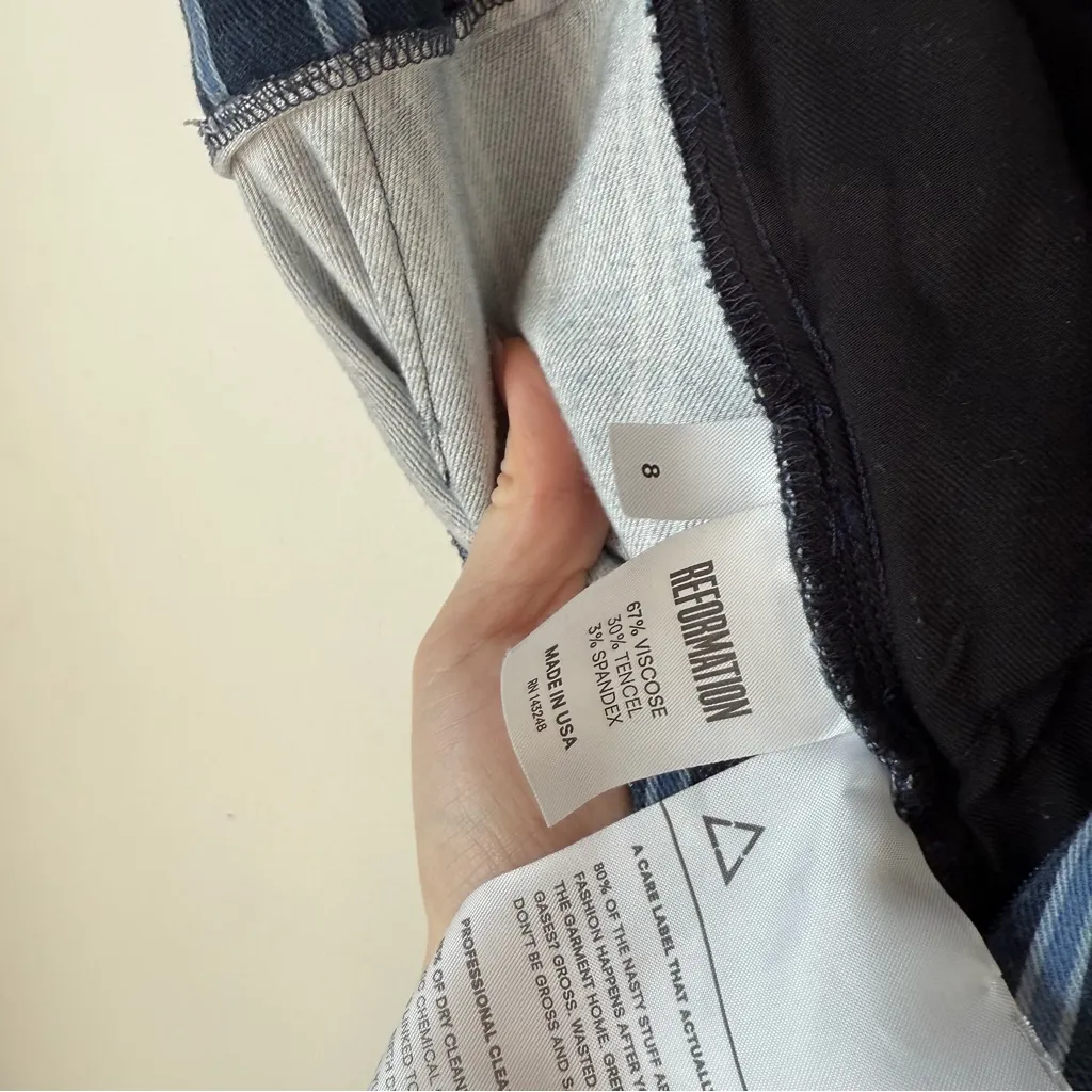 Reformation Guatemala Navy Blue Stripe Cropped Jumpsuit 8 - Image 6