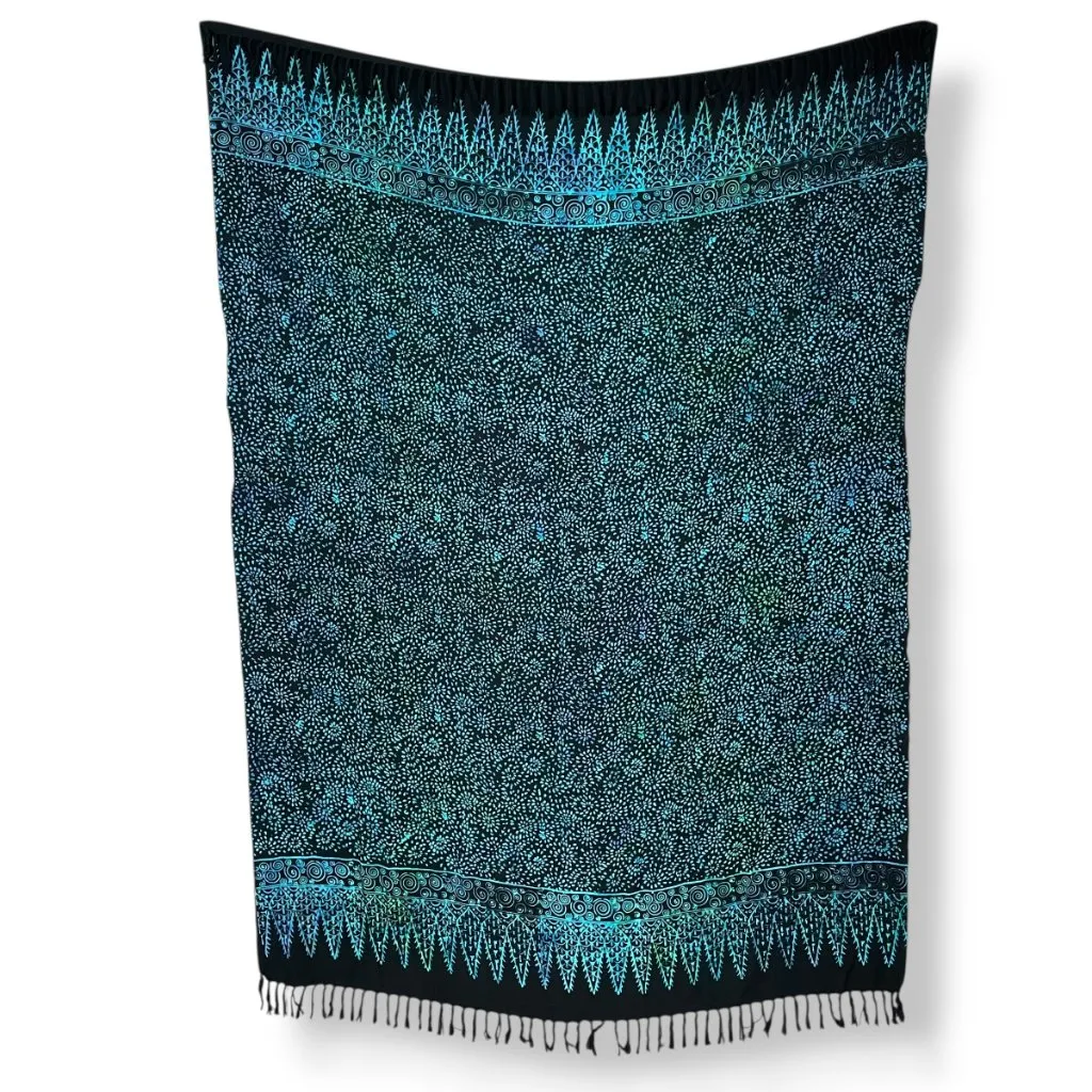 Sarong Batik Pattern Fringe Blue Black Colorful Skirt Dress Teardrop Dots Women‎ Size undefined - Image 2