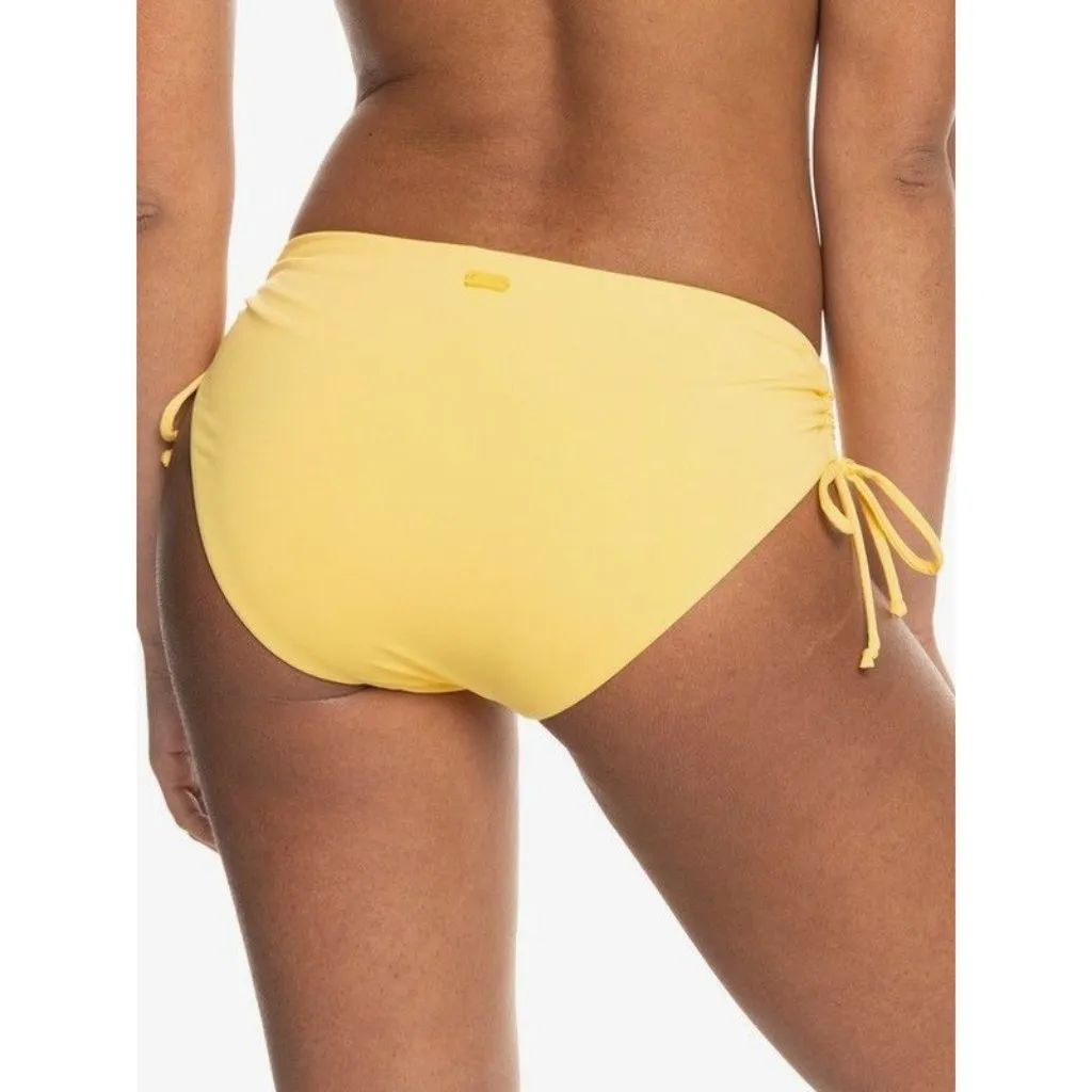 Roxy Beach Classics Full Bikini Bottom Cinch Tie Mid Rise Yellow XS - Image 3